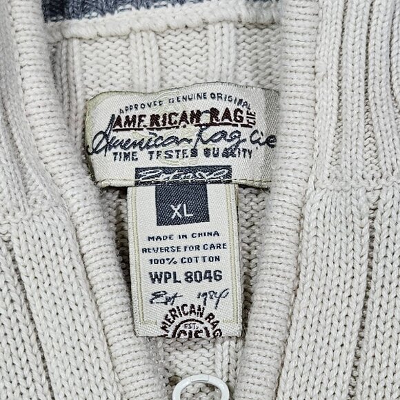 Mens American Rag sweater - cream & gray - XL - Picture 3 of 6